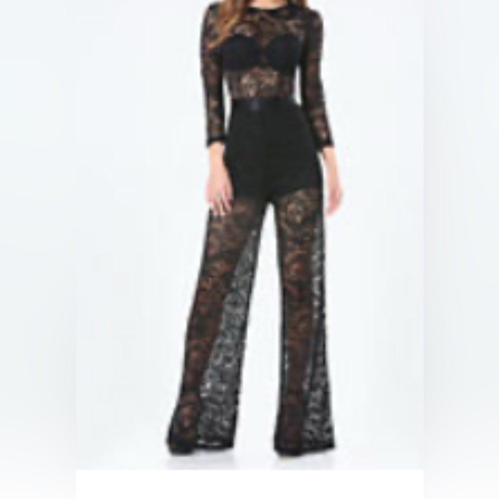 bebe Black Long Sleeve Lace Dress